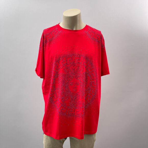 Barabas Shirt Mens 4XL Red Rhinestone Medusa Crew Neck T-Shirt Baroque NWT FLAW